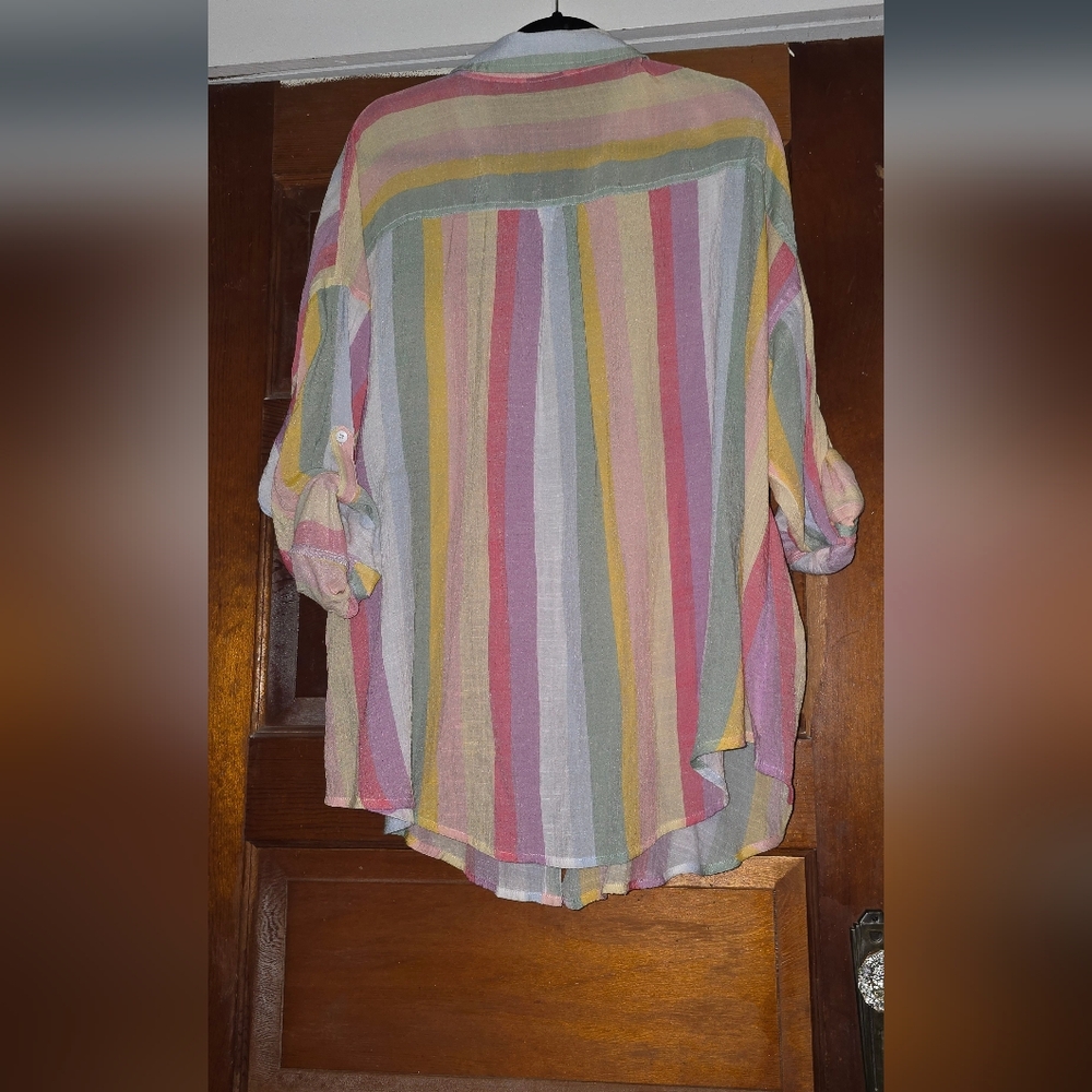 Torrid Multicolor Striped Button Down - image 2